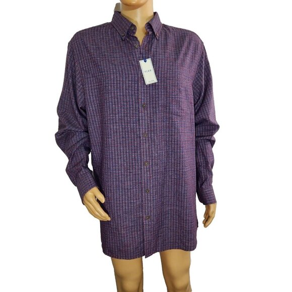ROWM Other - ROWM Mens Long Sleeve Button Up Check Blue Burgundy Shirt Tall Size XLT (10)